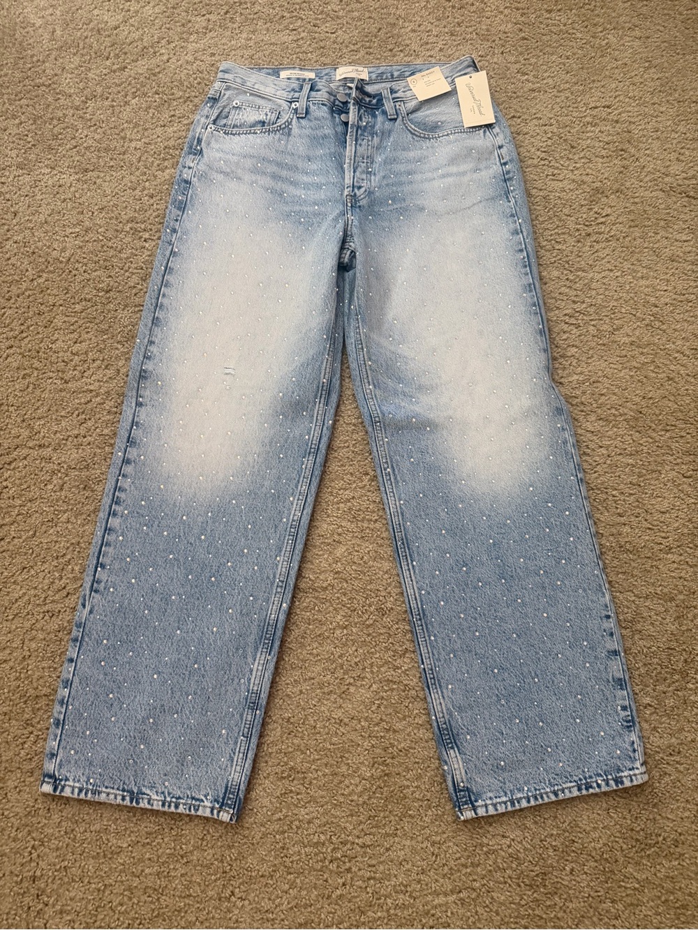 Universal Thread Light Blue Wide-Leg Jeans with Speckled Detail